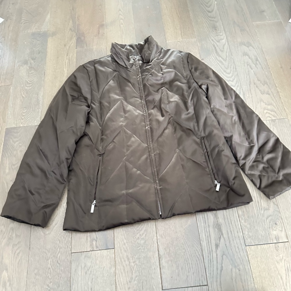 New York & Company Dark Brown Puffer Jacket Feather Down Filling